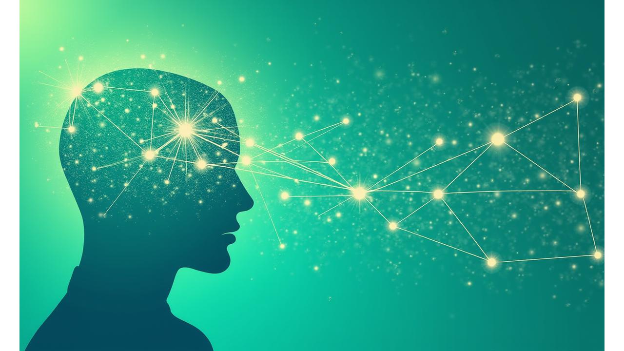 An infographic-style image visually depicting brain pathways forming new connections with subtle positive feedback loops, representing habit formation through small actions.