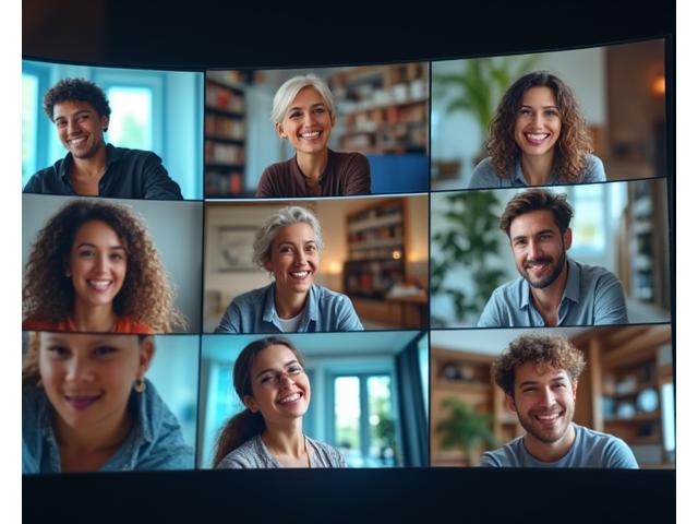 Diverse group of adults engaged in a lively online discussion, symbolizing community forums and shared learning.