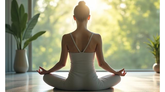 Person meditating in a calming natural setting