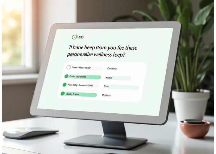 Screenshot of a personalized wellness assessment interface with progress bar