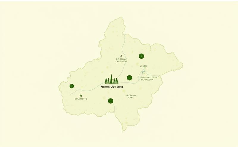 Stylized map of Charlotte, NC with wellness hotspots highlighted