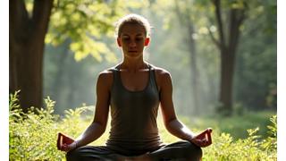 Woman meditating outdoors, serene pose