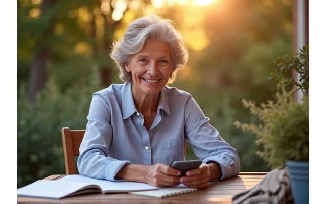 A person confidently setting aside a smartphone, focusing on outdoor activity or reading