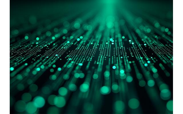 Close-up view of encrypted digital data represented as a complex network of glowing intertwined lines and abstract security symbols, emphasizing protection and complexity.